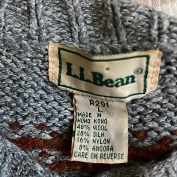 Vintage LLBean women’s wool sweater size Large fair isle fall harvest - Picture 6 of 10
